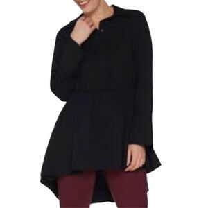 Du Jour Hi-Low Hem Woven Slit Cuffs Blouse